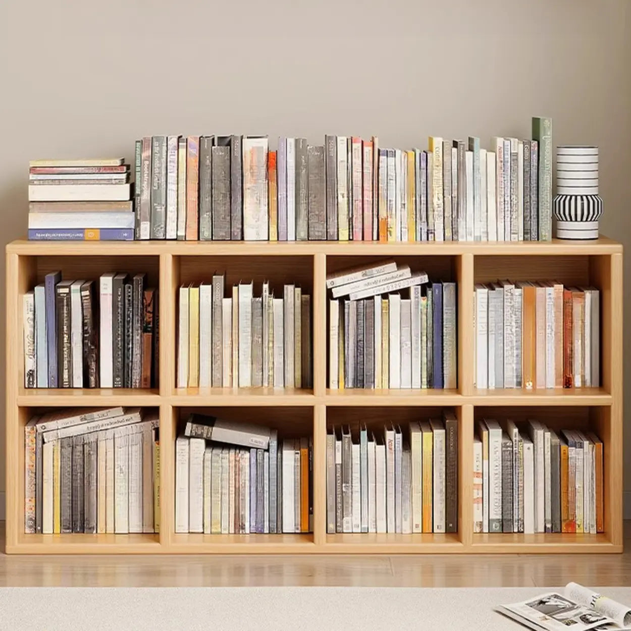Modular Cube Wood Wide Bookcase
