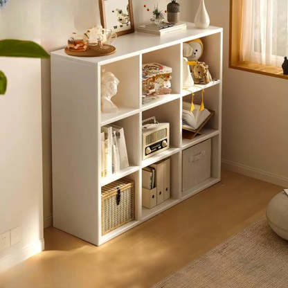 Modular Cube Wood Wide Bookcase — Nut-Brown