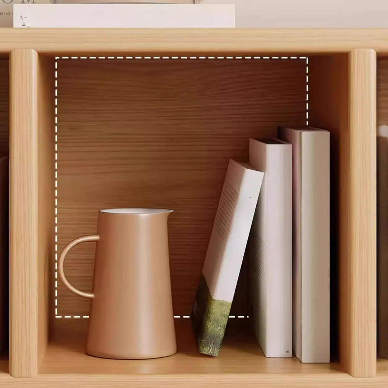 Modular Cube Wood Wide Bookcase — Nut-Brown