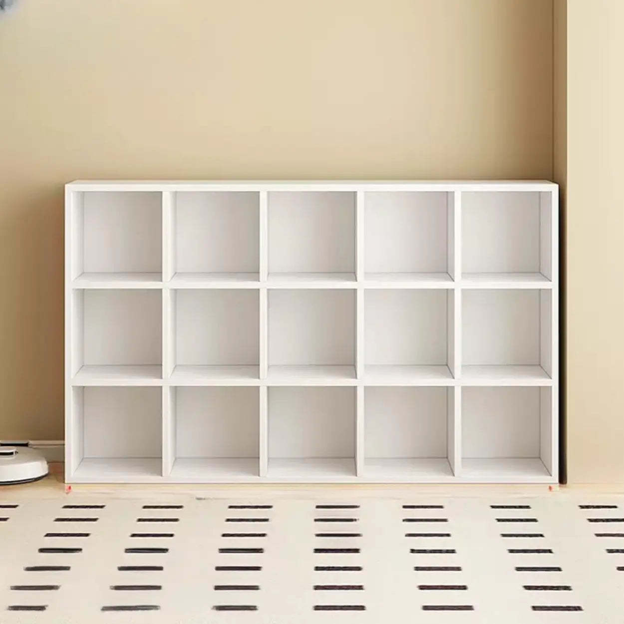 Modular Cube Wood Wide Bookcase — Nut-Brown