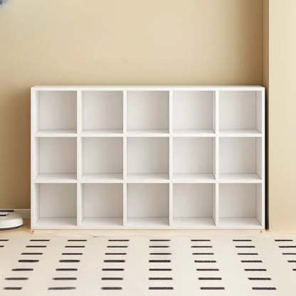 Modular Cube Wood Wide Bookcase — Nut-Brown