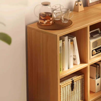 Modular Cube Wood Wide Bookcase — Natural