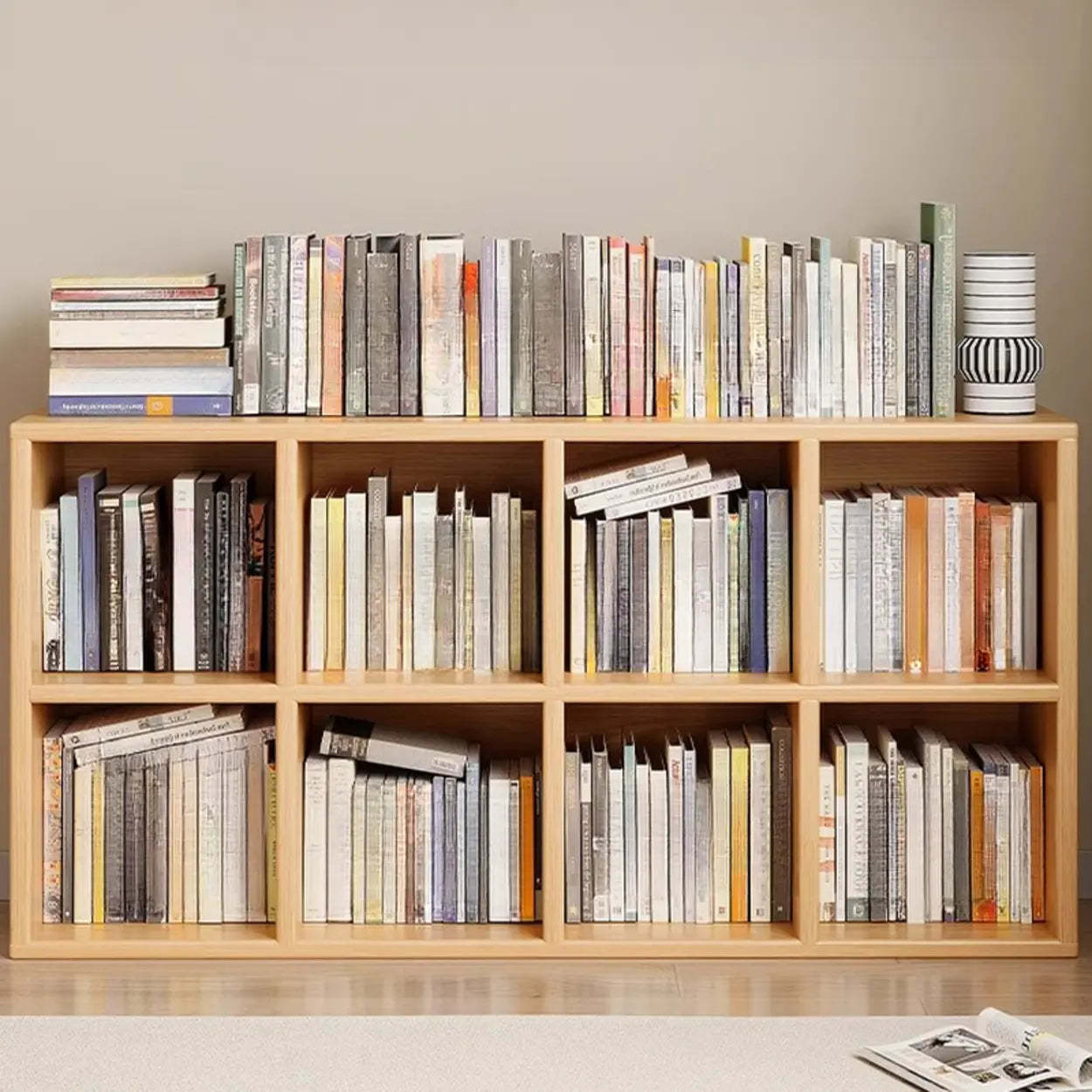 Modular Cube Wood Wide Bookcase — White