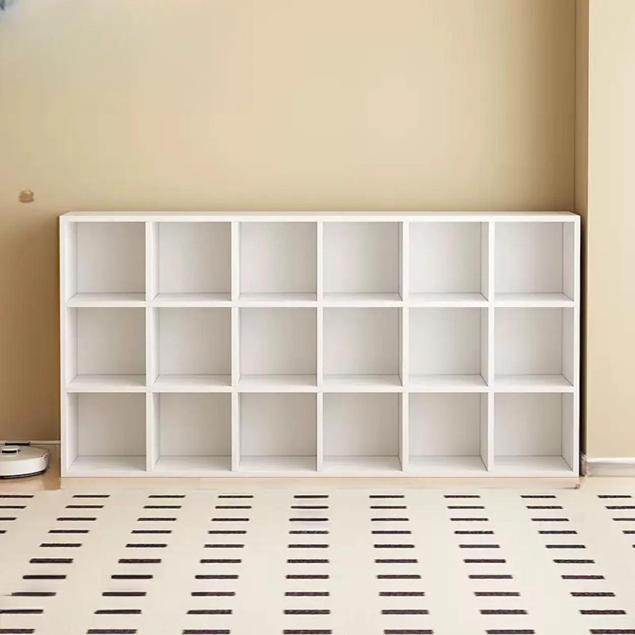 Modular Cube Wood Wide Bookcase — White