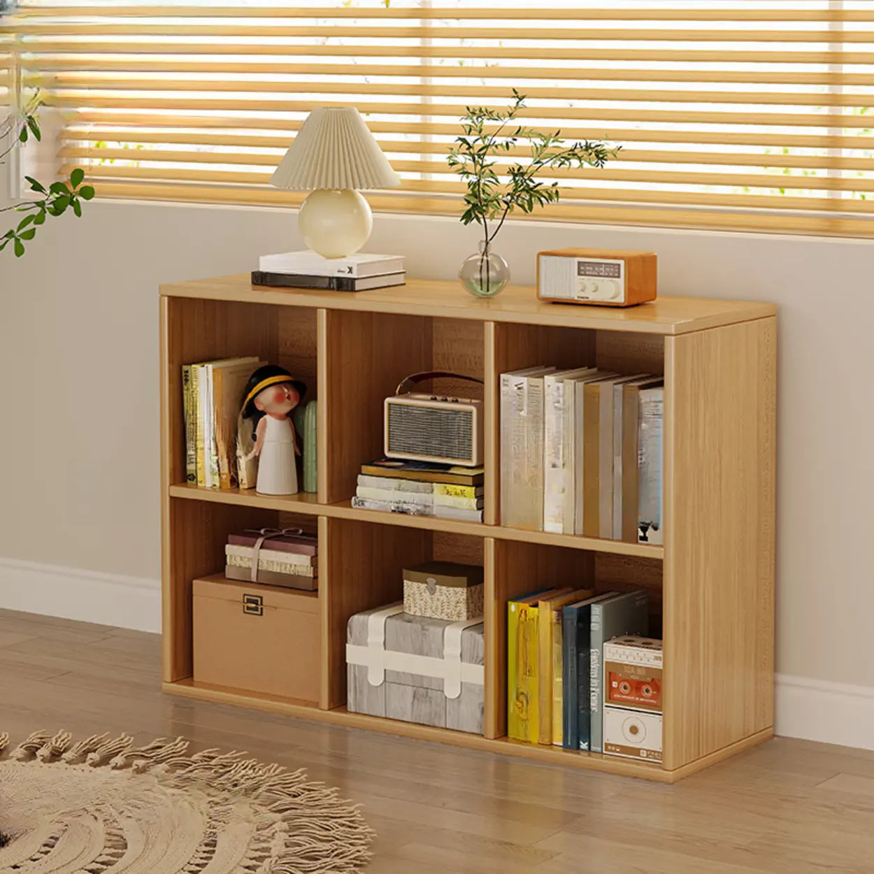 Modular Cube Wood Wide Bookcase