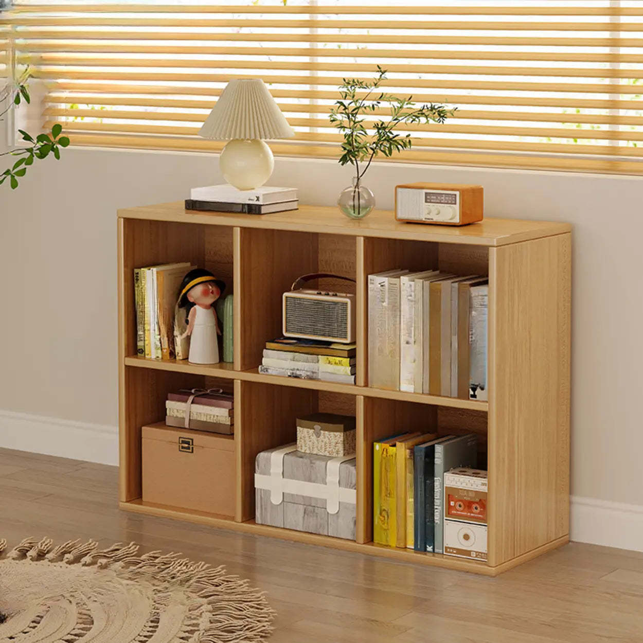 Modular Cube Wood Wide Bookcase