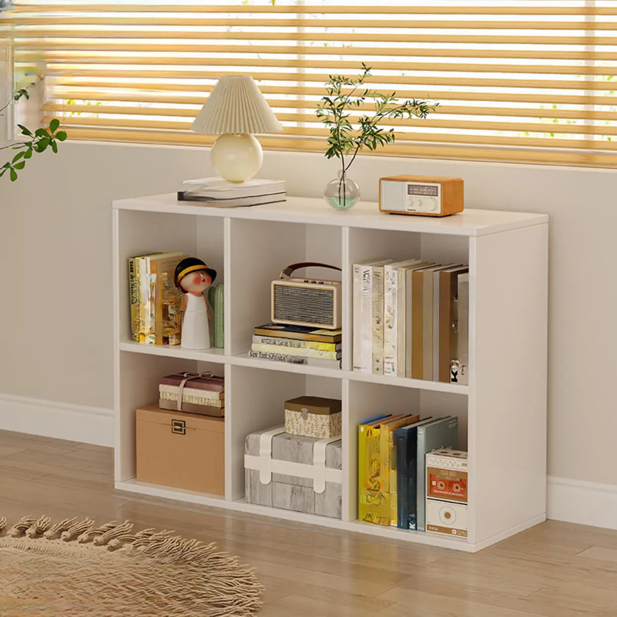 Modular Cube Wood Wide Bookcase