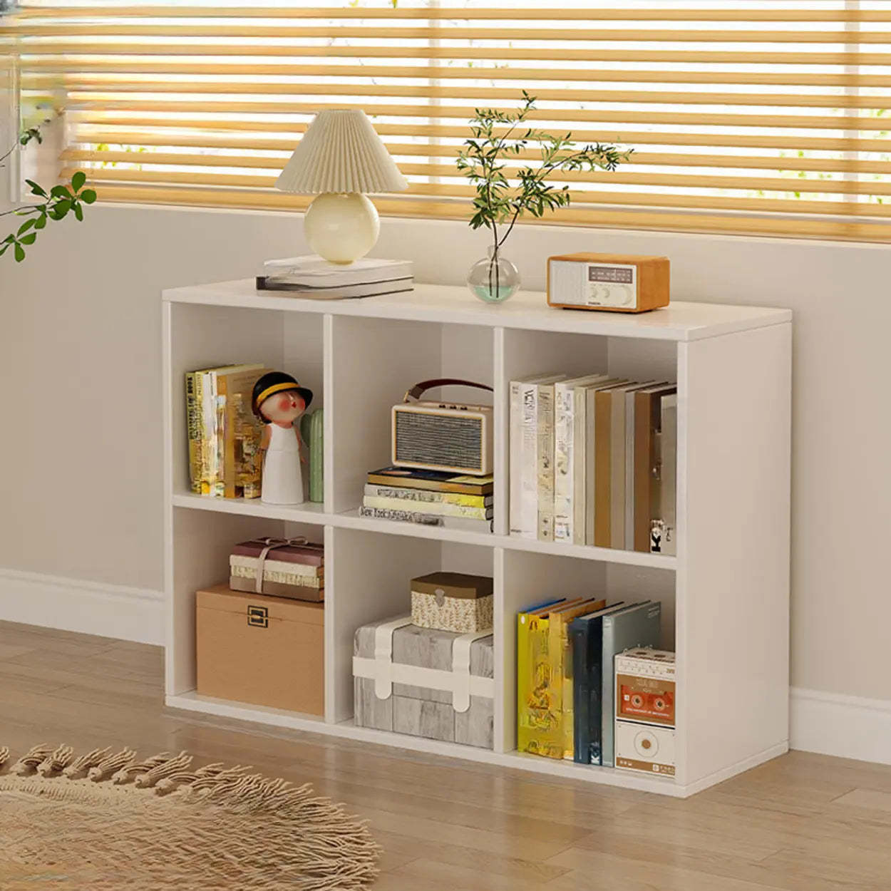 Modular Cube Wood Wide Bookcase
