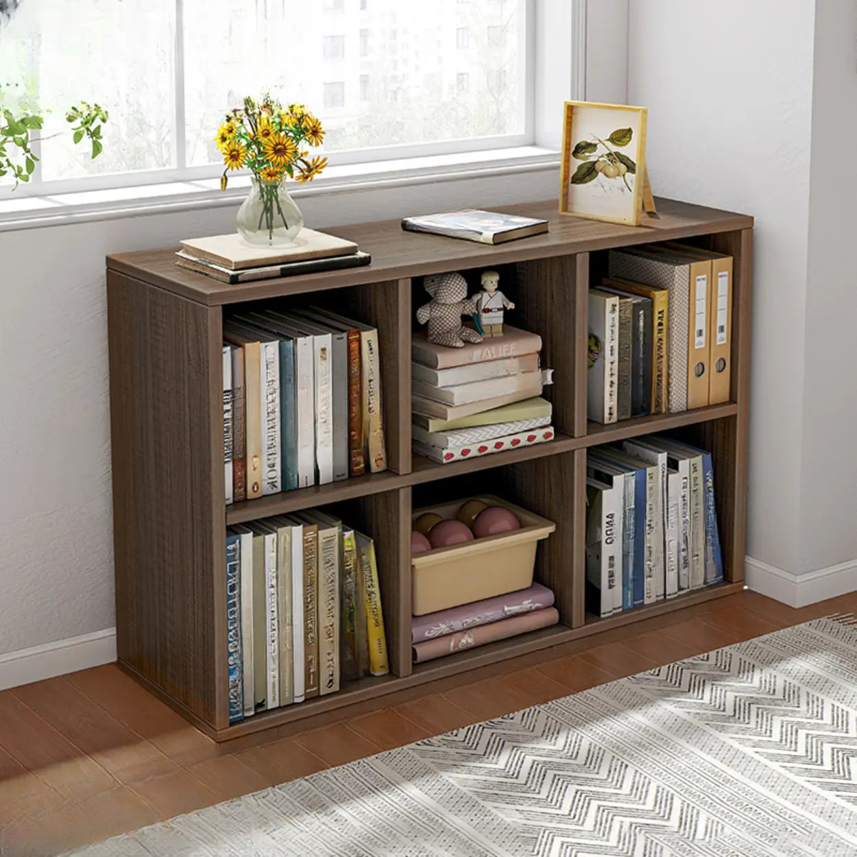Modular Cube Wood Wide Bookcase