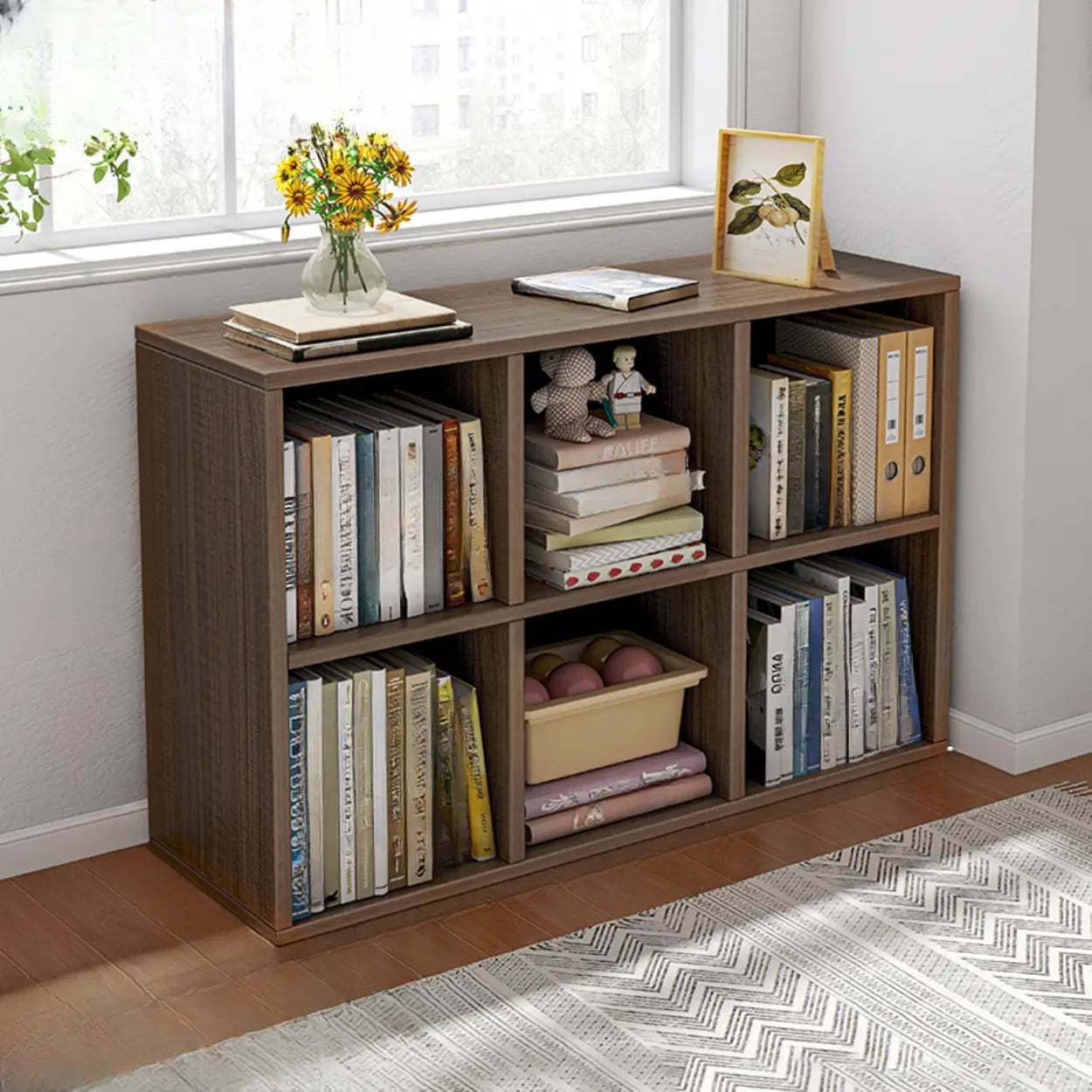 Modular Cube Wood Wide Bookcase