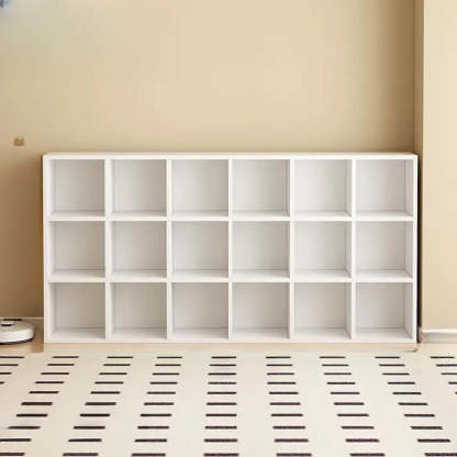 Modular Cube Wood Wide Bookcase — White