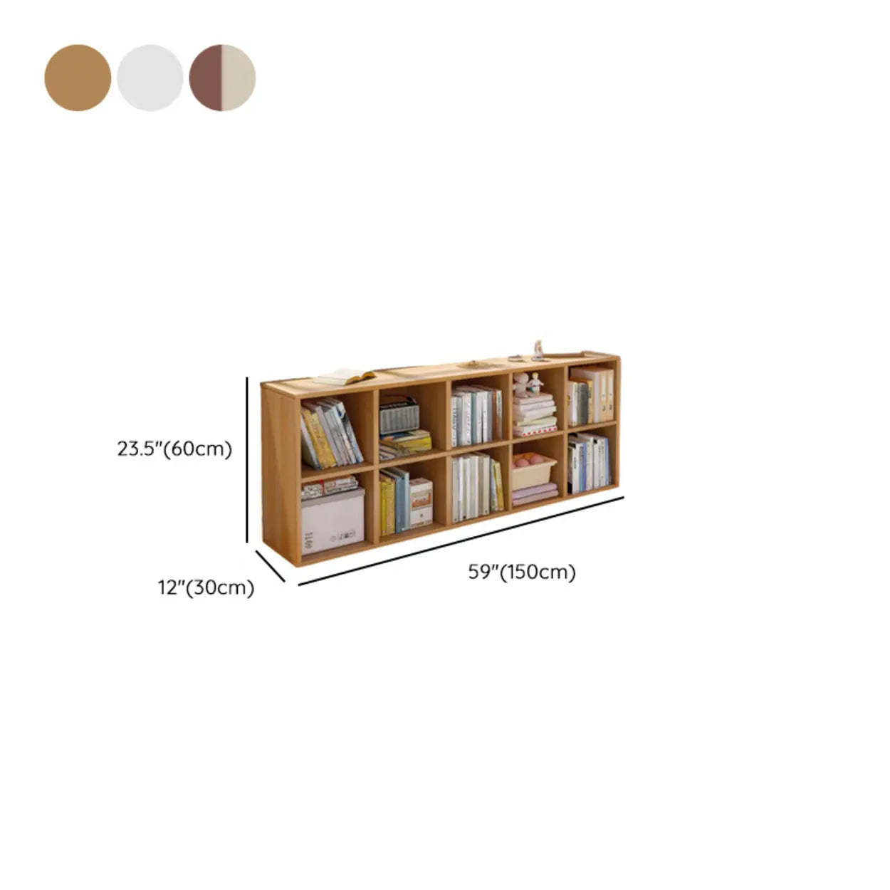 Modular Cube Wood Wide Bookcase