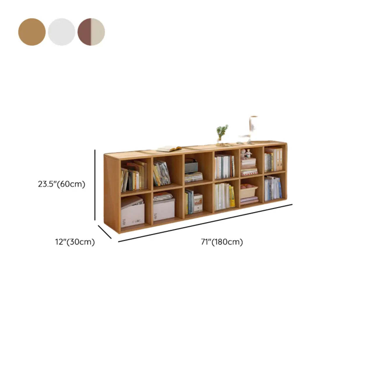 Modular Cube Wood Wide Bookcase