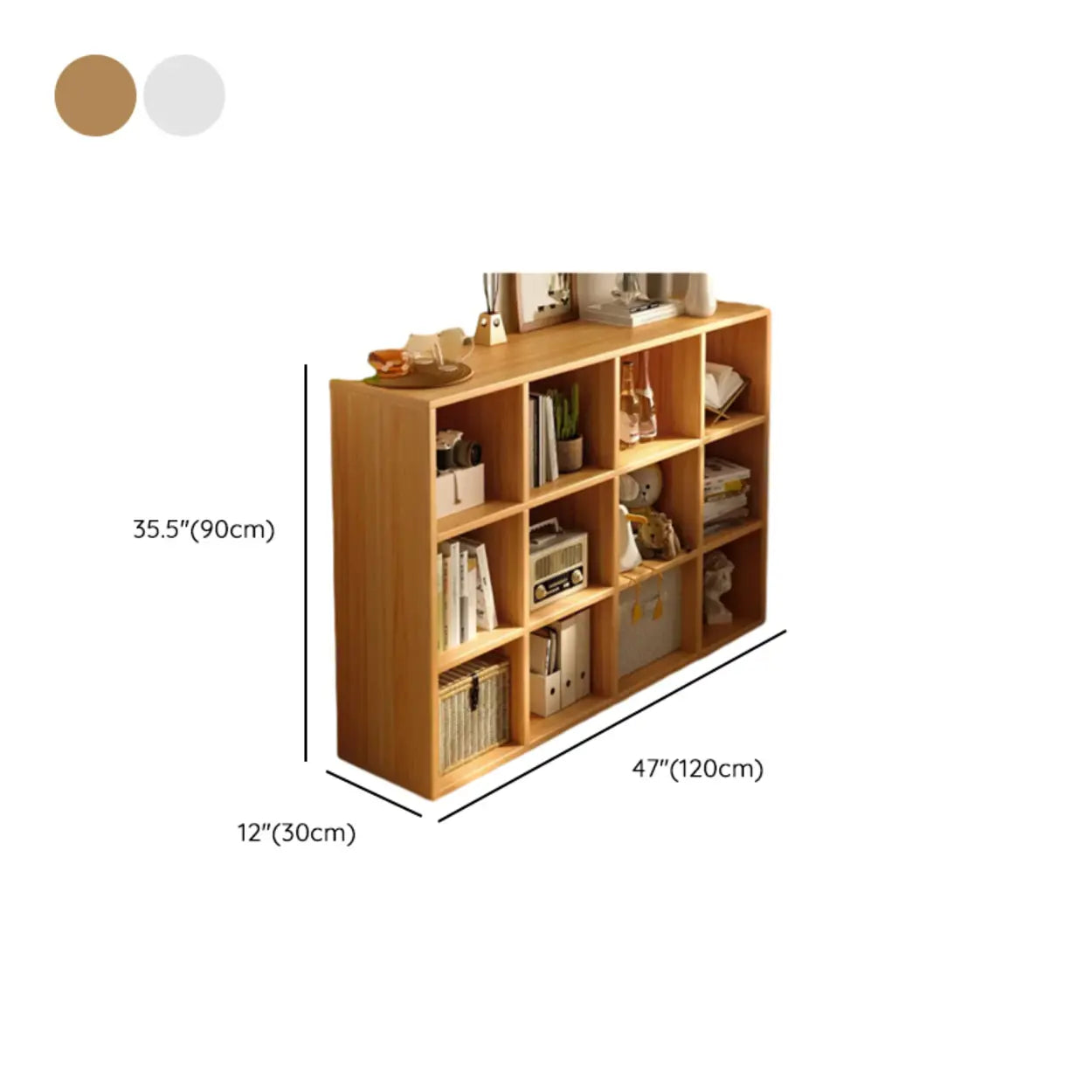 Modular Cube Wood Wide Bookcase
