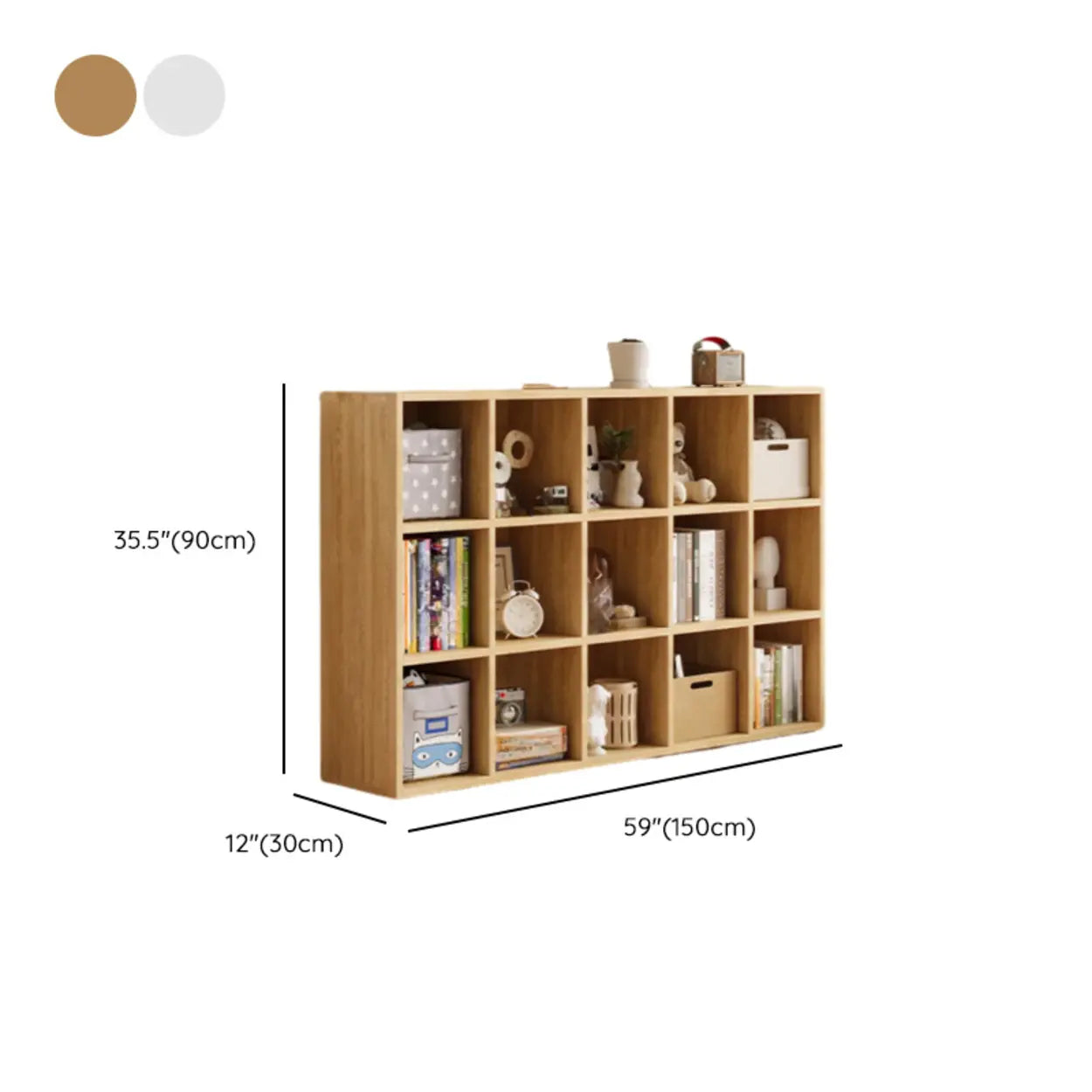 Modular Cube Wood Wide Bookcase