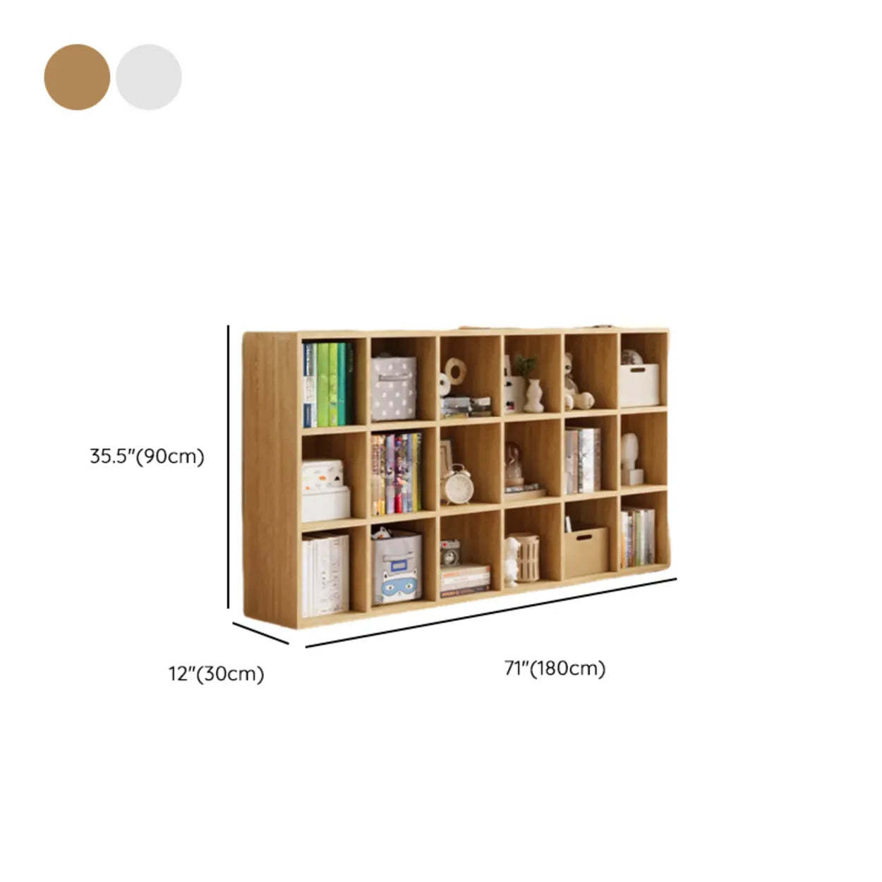 Modular Cube Wood Wide Bookcase
