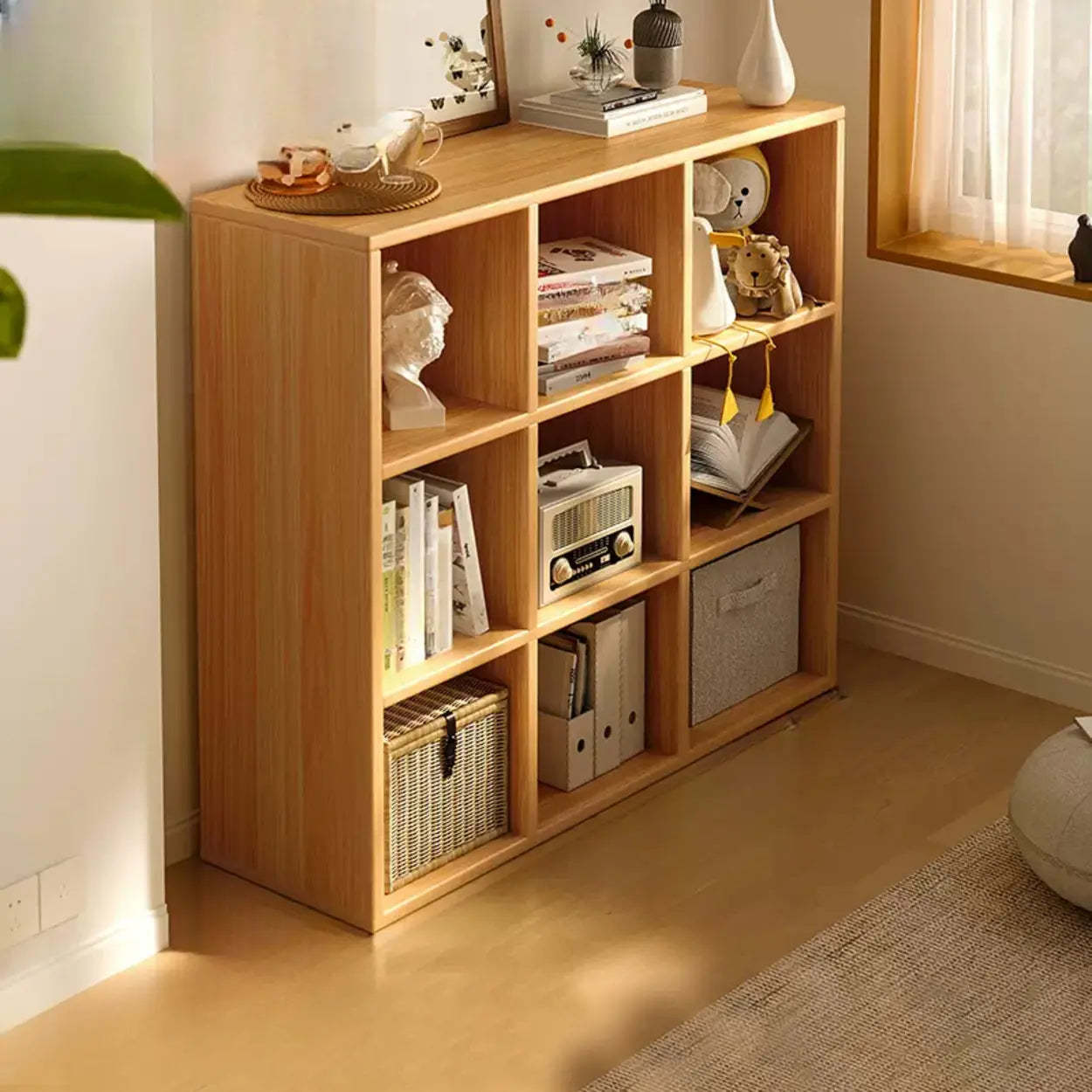 Modular Cube Wood Wide Bookcase — White