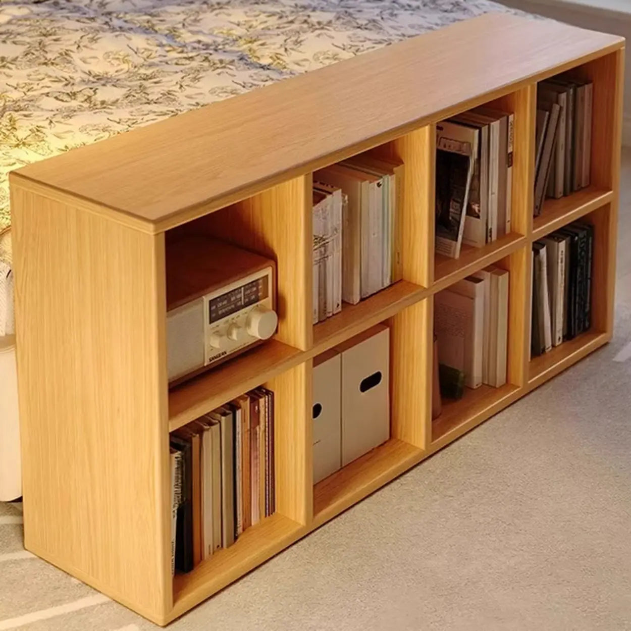Modular Cube Wood Wide Bookcase — White