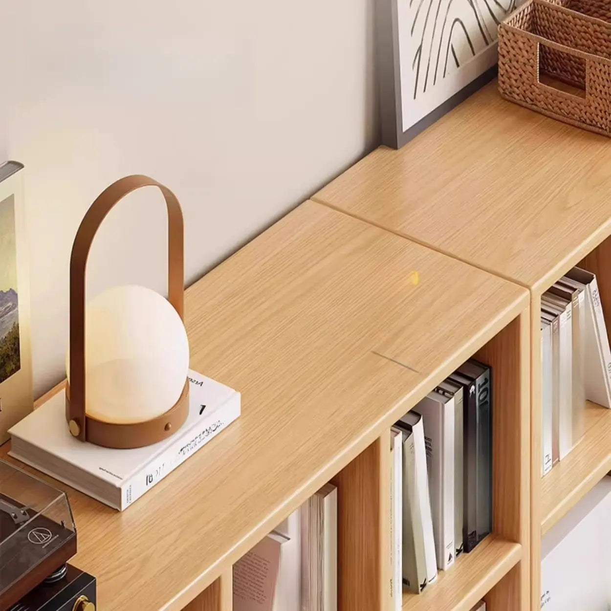 Modular Cube Wood Wide Bookcase — White