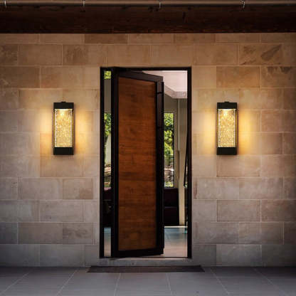 Rectangular Bubbles Crystal Waterproof COB Black Outdoor Wall Lights-Lighom