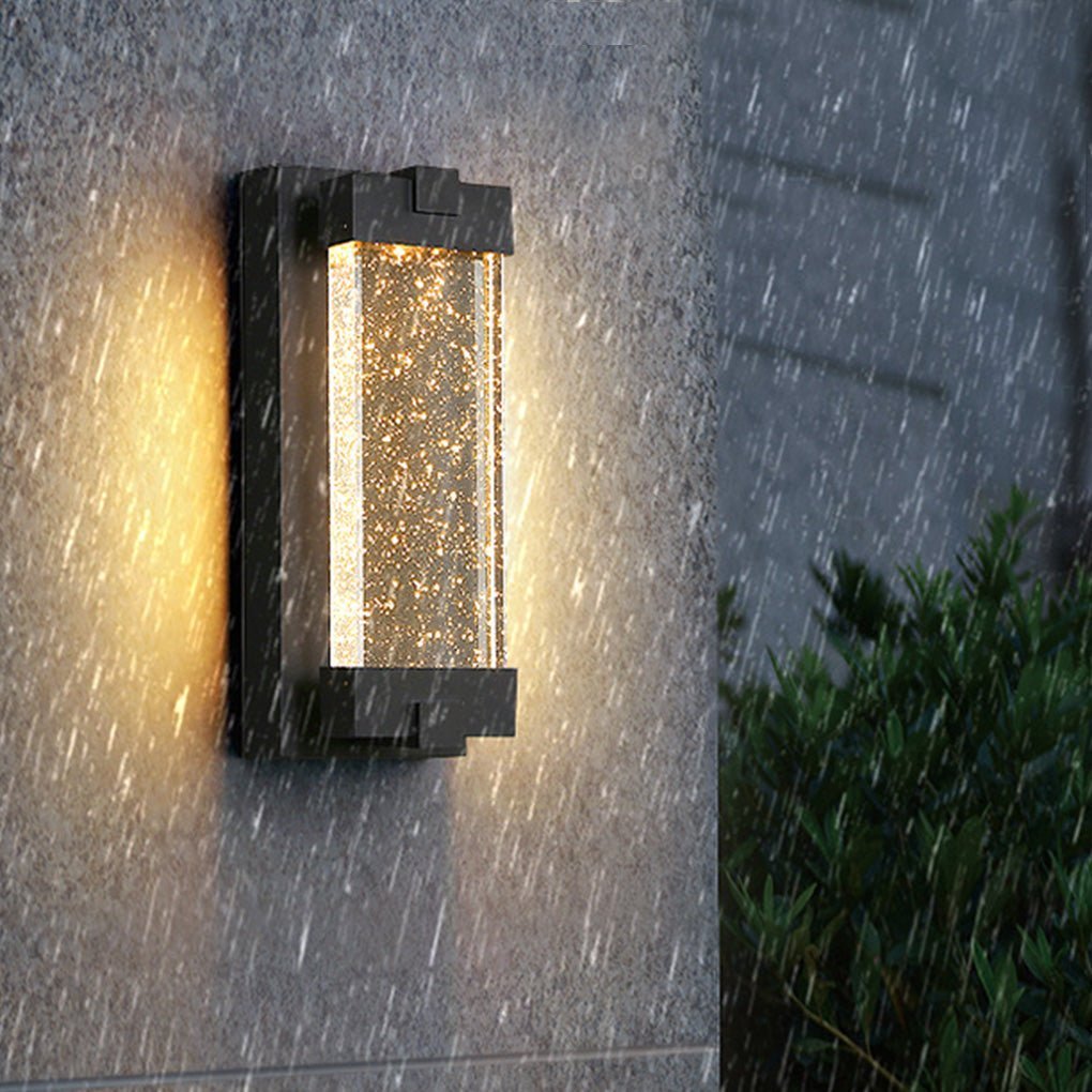 Rectangular Bubbles Crystal Waterproof COB Black Outdoor Wall Lights-Lighom