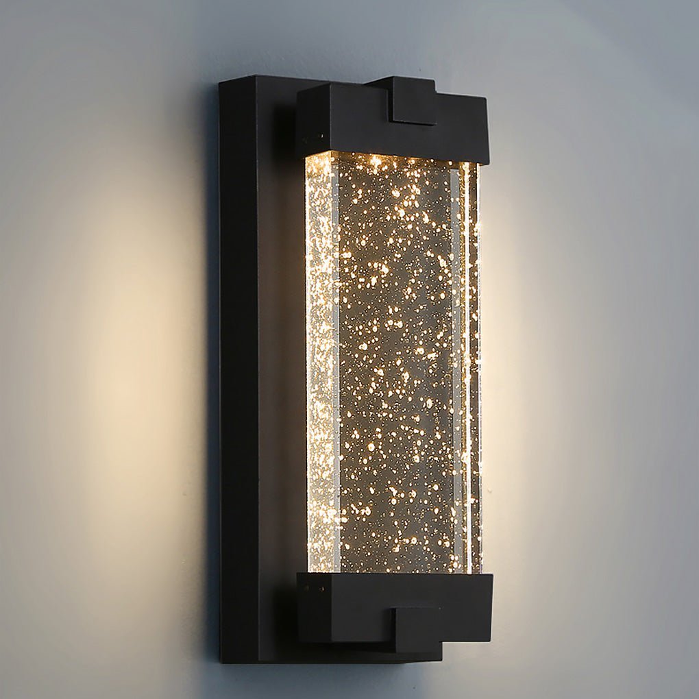 Rectangular Bubbles Crystal Waterproof COB Black Outdoor Wall Lights-Lighom
