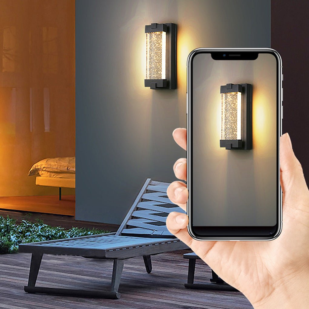 Rectangular Bubbles Crystal Waterproof COB Black Outdoor Wall Lights-Lighom