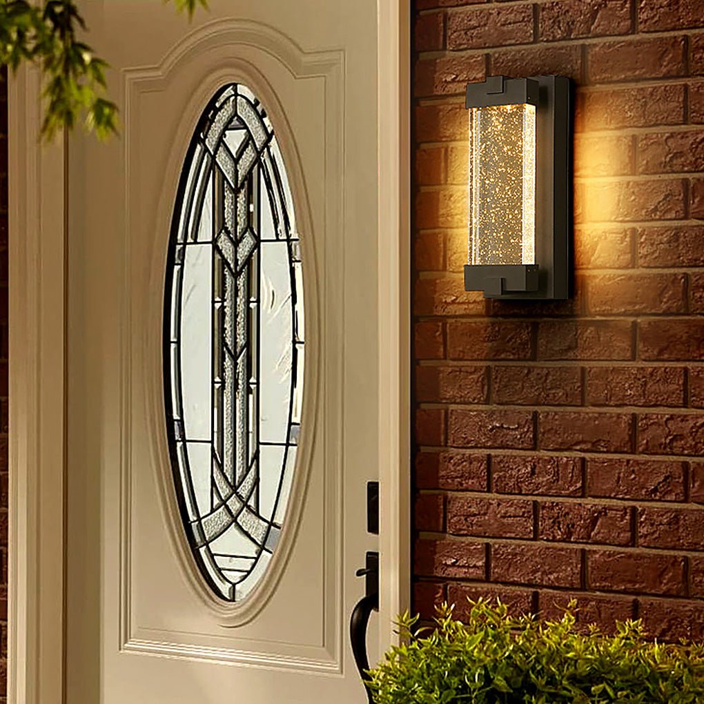 Rectangular Bubbles Crystal Waterproof COB Black Outdoor Wall Lights-Lighom