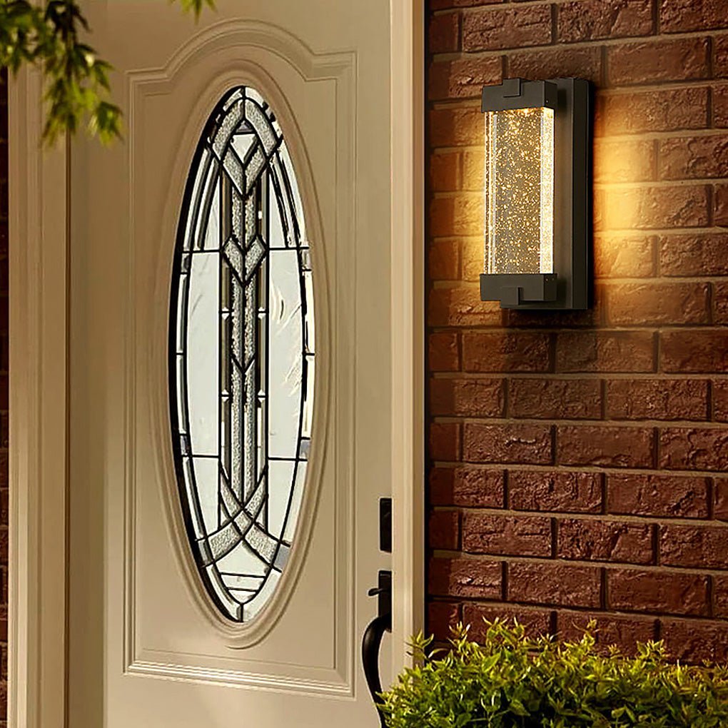 Rectangular Bubbles Crystal Waterproof COB Black Outdoor Wall Lights-Lighom