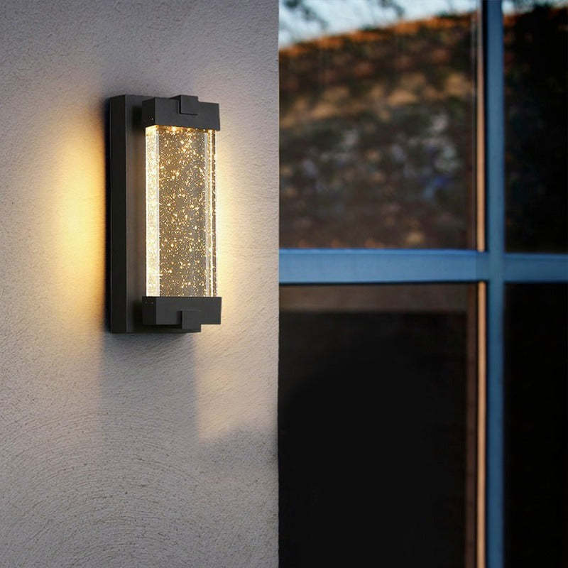 Rectangular Bubbles Crystal Waterproof COB Black Outdoor Wall Lights-Lighom