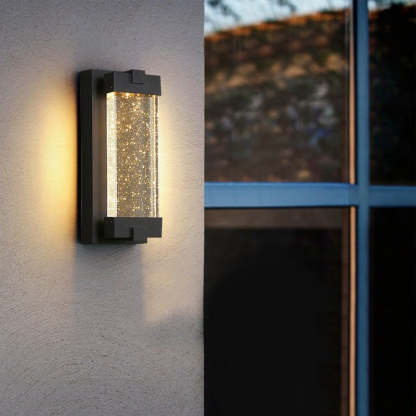 Rectangular Bubbles Crystal Waterproof COB Black Outdoor Wall Lights-Lighom
