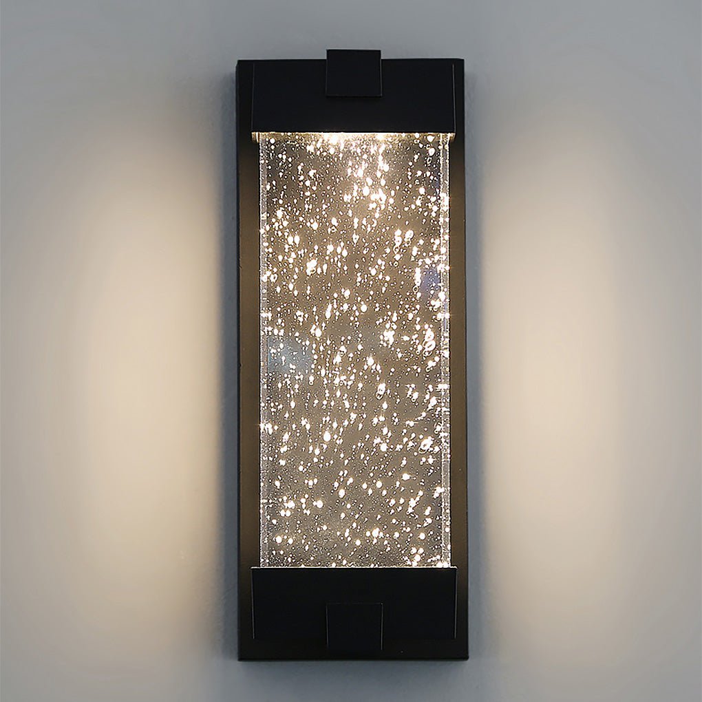 Rectangular Bubbles Crystal Waterproof COB Black Outdoor Wall Lights-Lighom