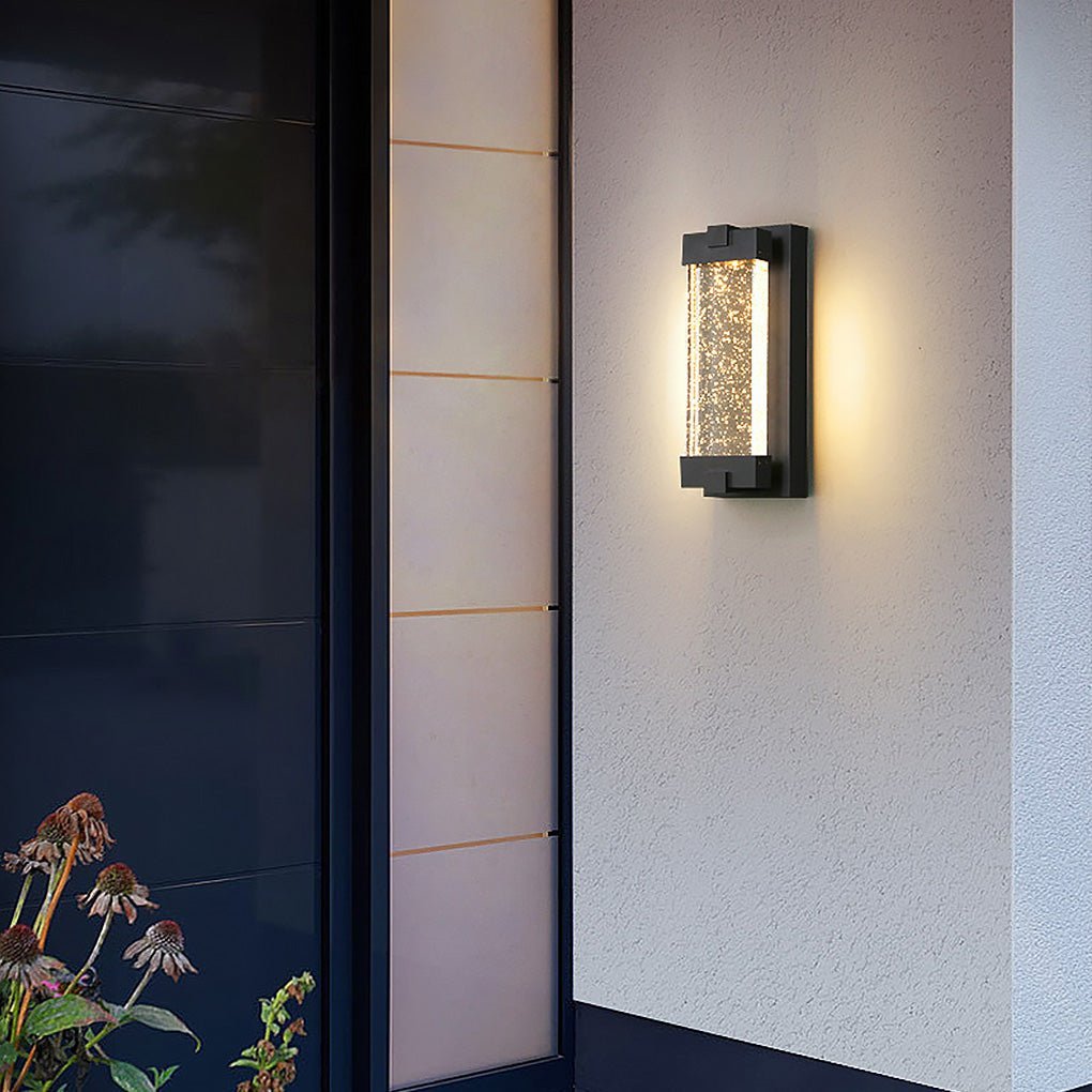 Rectangular Bubbles Crystal Waterproof COB Black Outdoor Wall Lights-Lighom