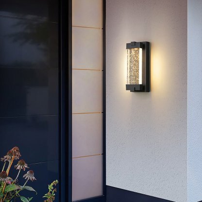 Rectangular Bubbles Crystal Waterproof COB Black Outdoor Wall Lights-Lighom