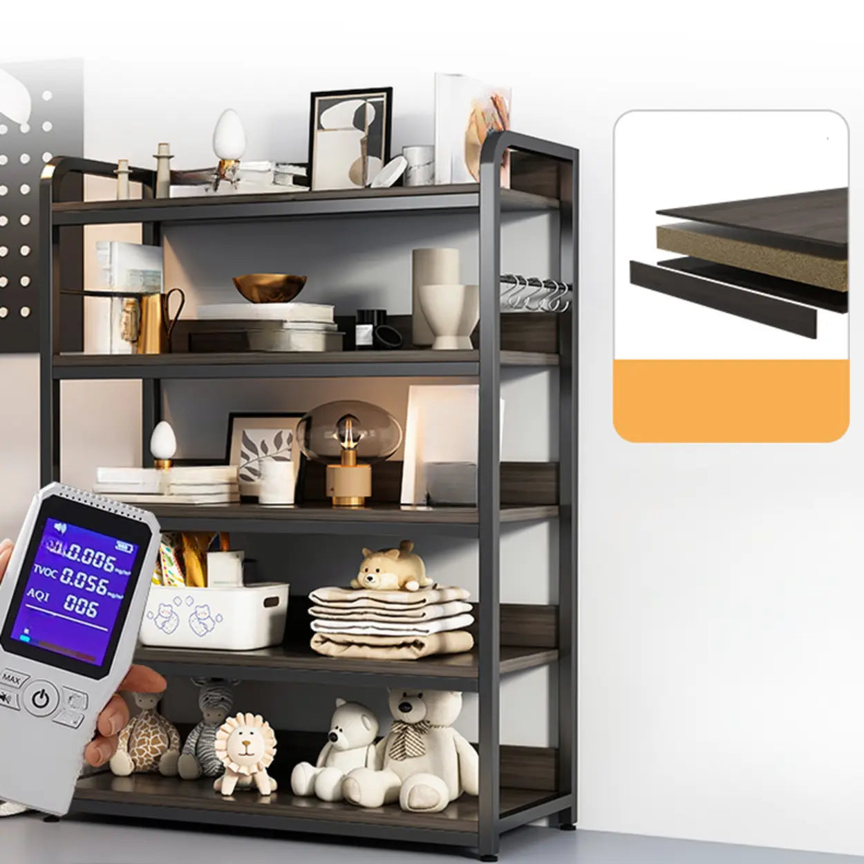 Steel Open-Back Vertical Bookshelf