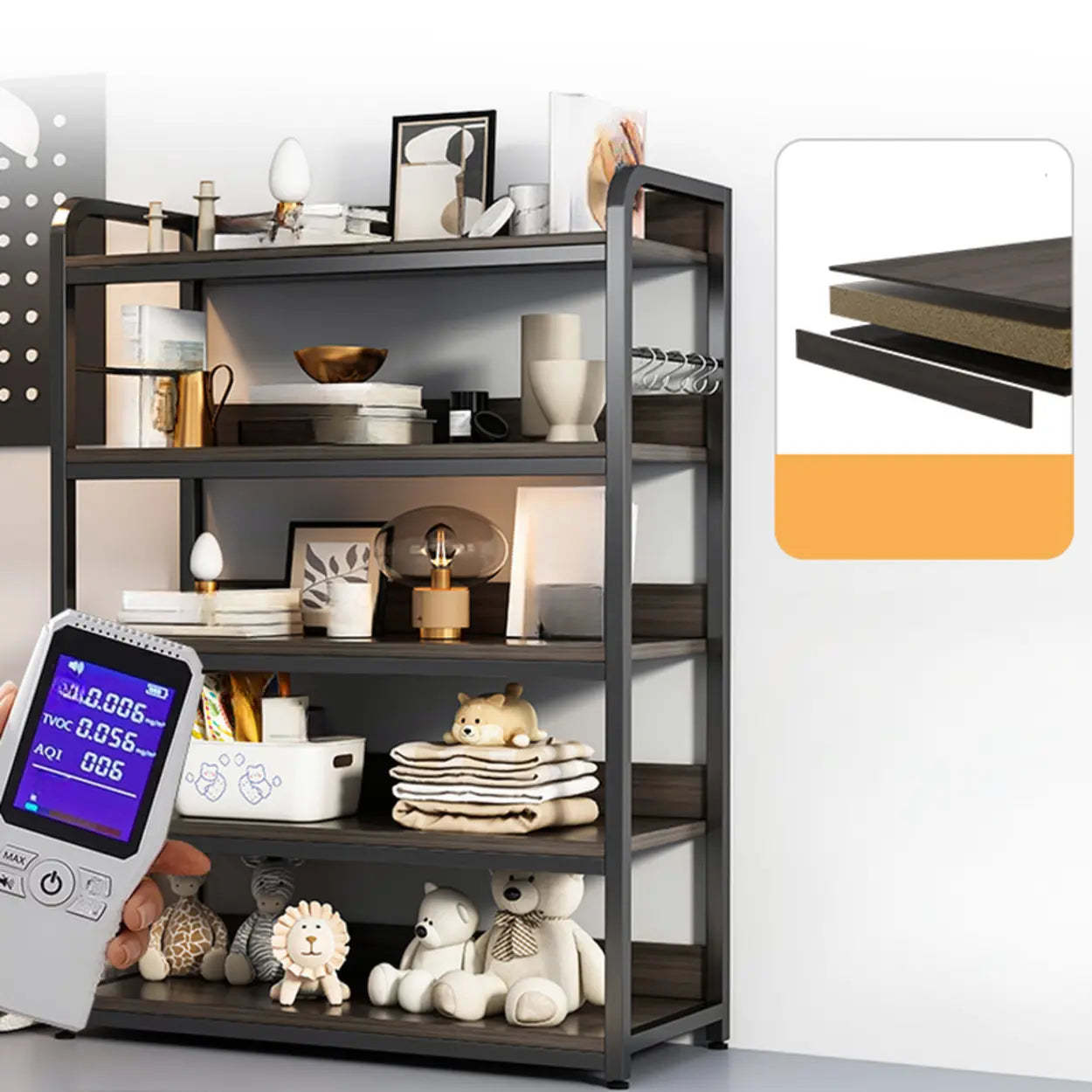 Steel Open-Back Vertical Bookshelf
