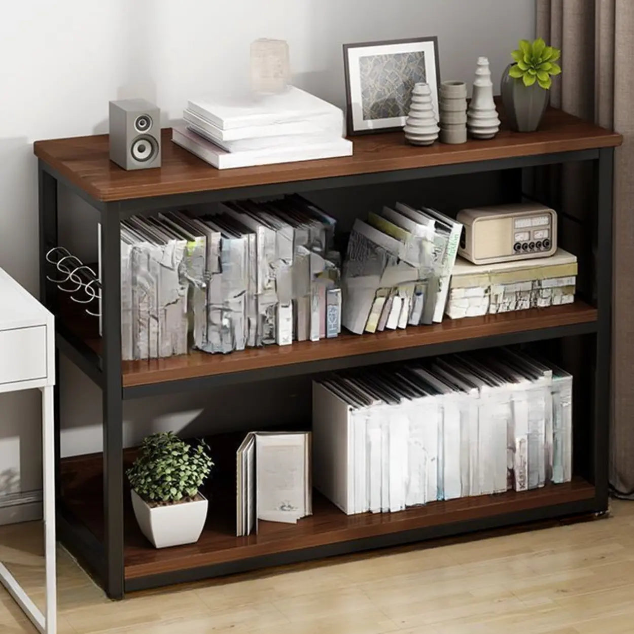 Steel Open-Back Vertical Bookshelf