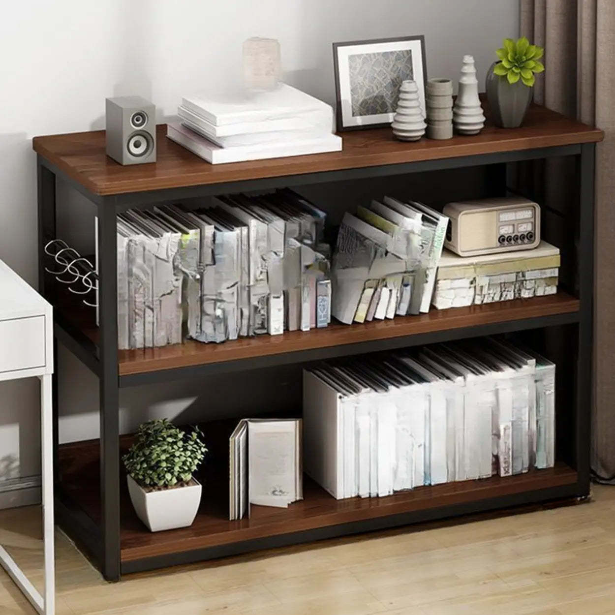Steel Open-Back Vertical Bookshelf