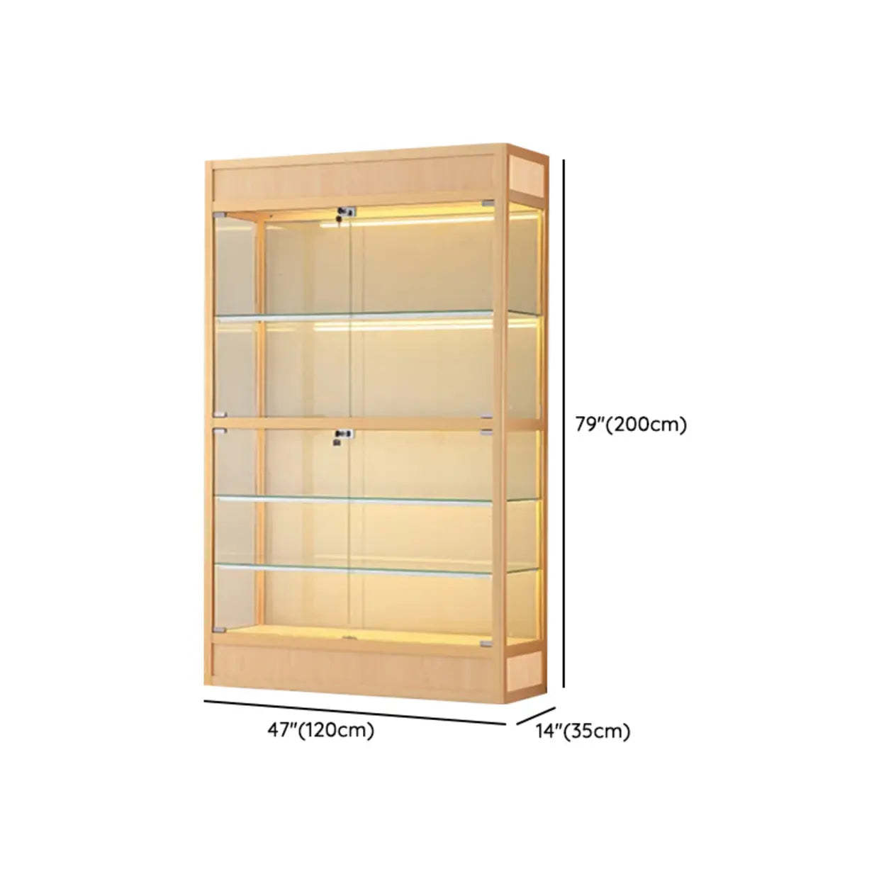 Gold Glass Freestanding Metal Display Cabinet