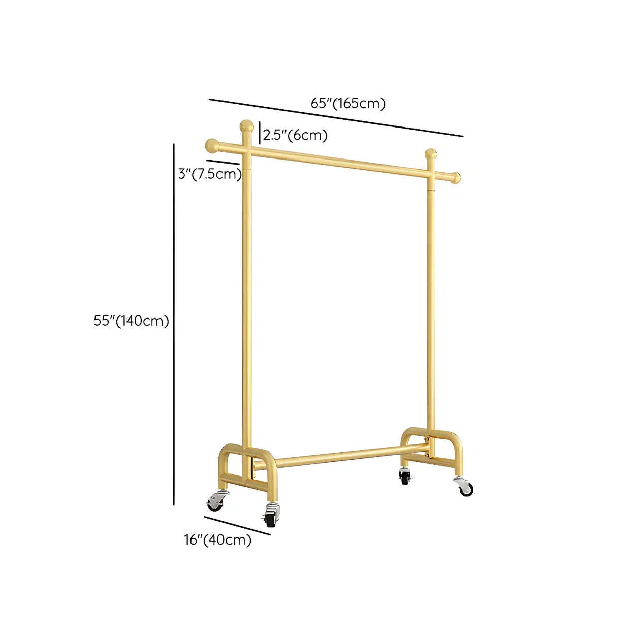 Gold Metal Rolling Coat Rack