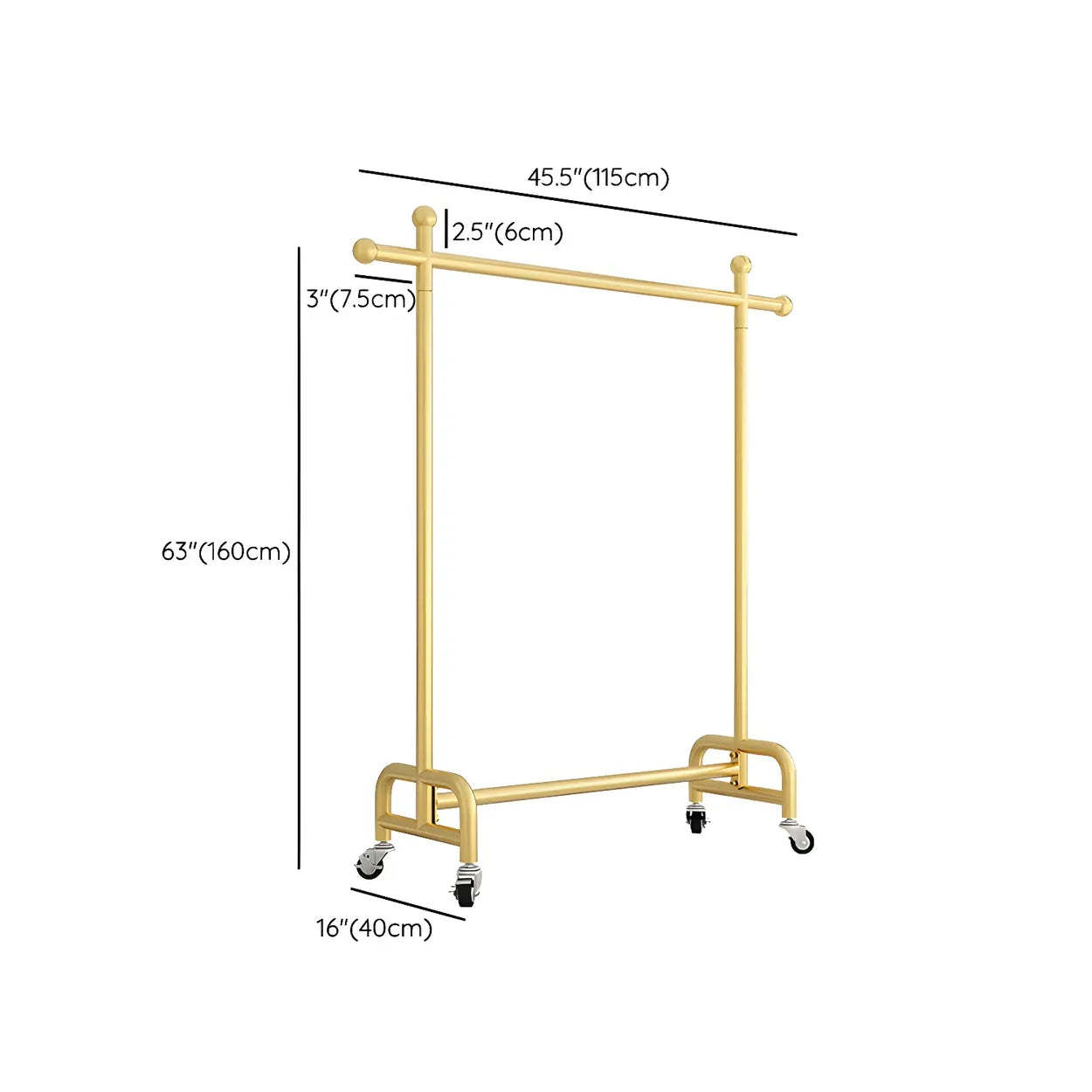Gold Metal Rolling Coat Rack