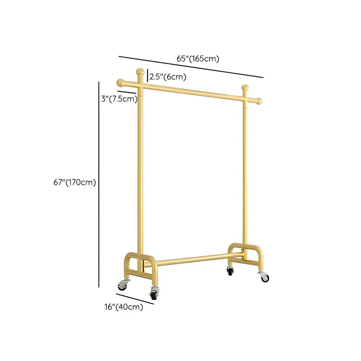 Gold Metal Rolling Coat Rack