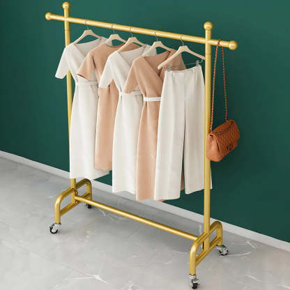 Gold Metal Rolling Coat Rack