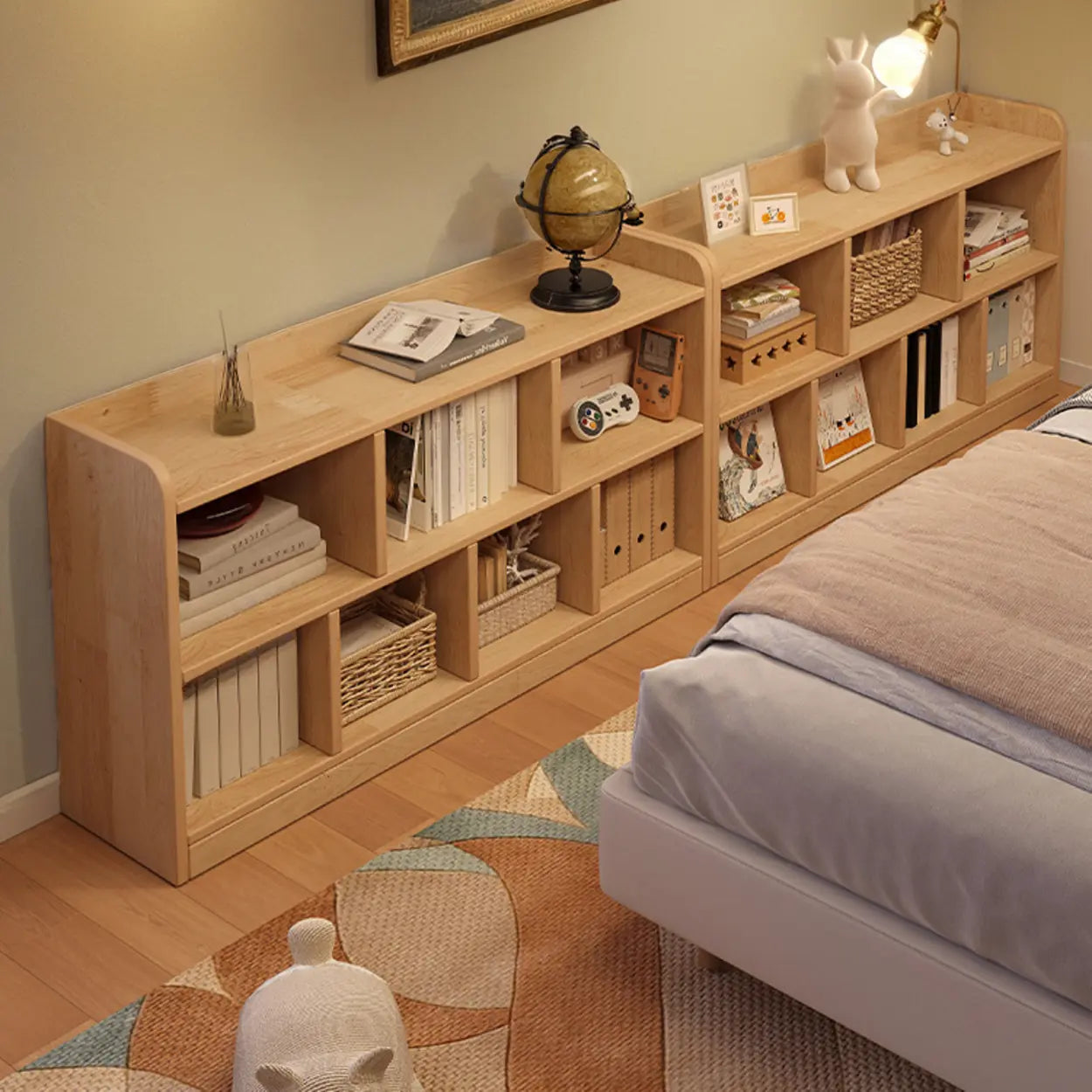Natural Pine Horizontal Low Bookcase