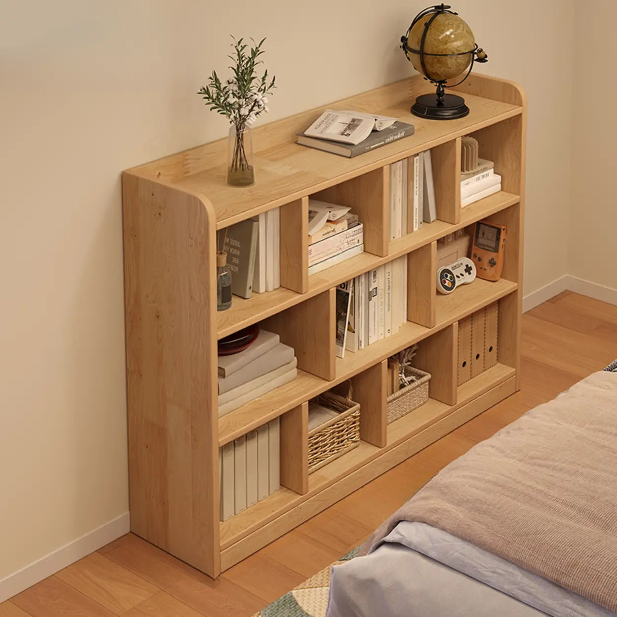 Natural Pine Horizontal Low Bookcase