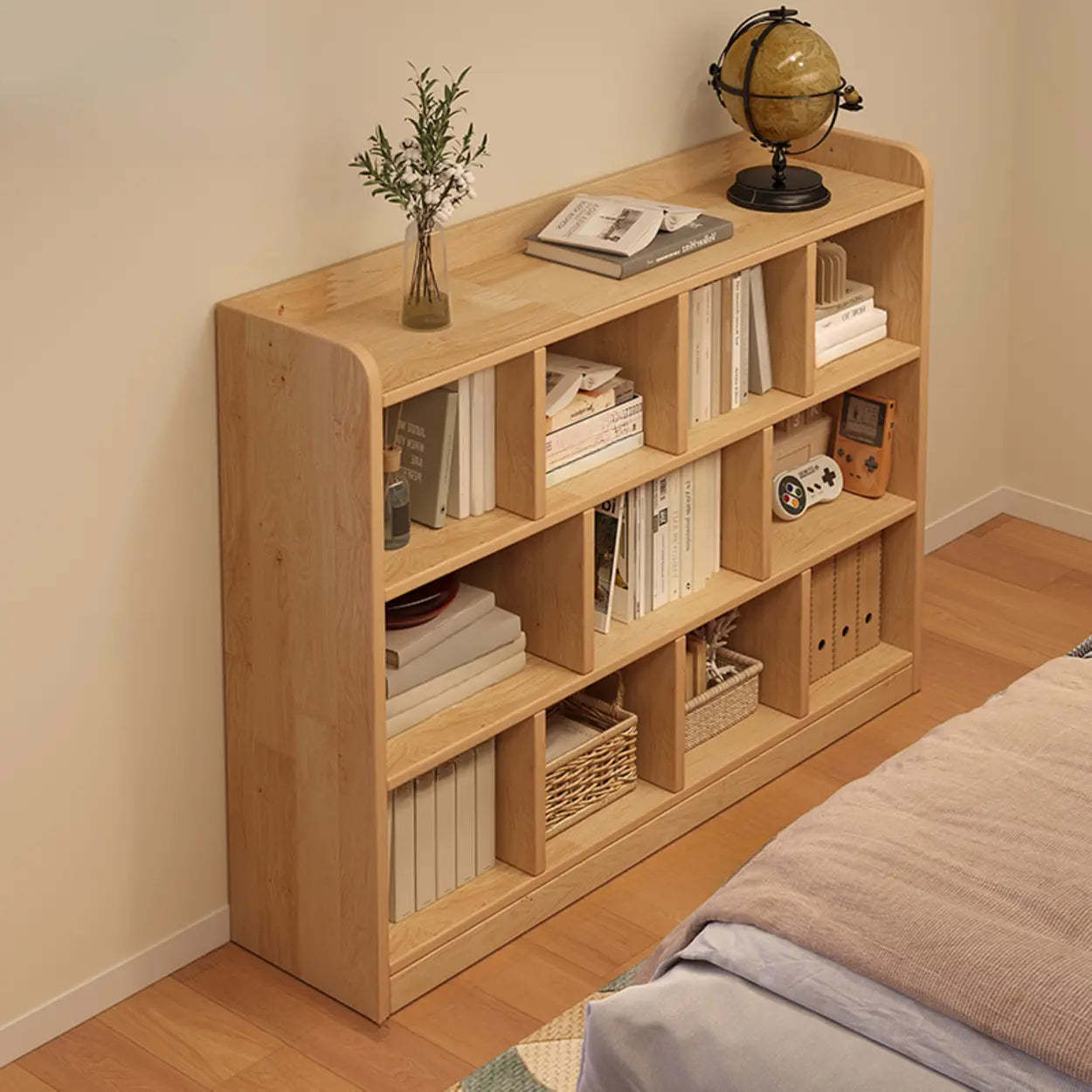 Natural Pine Horizontal Low Bookcase