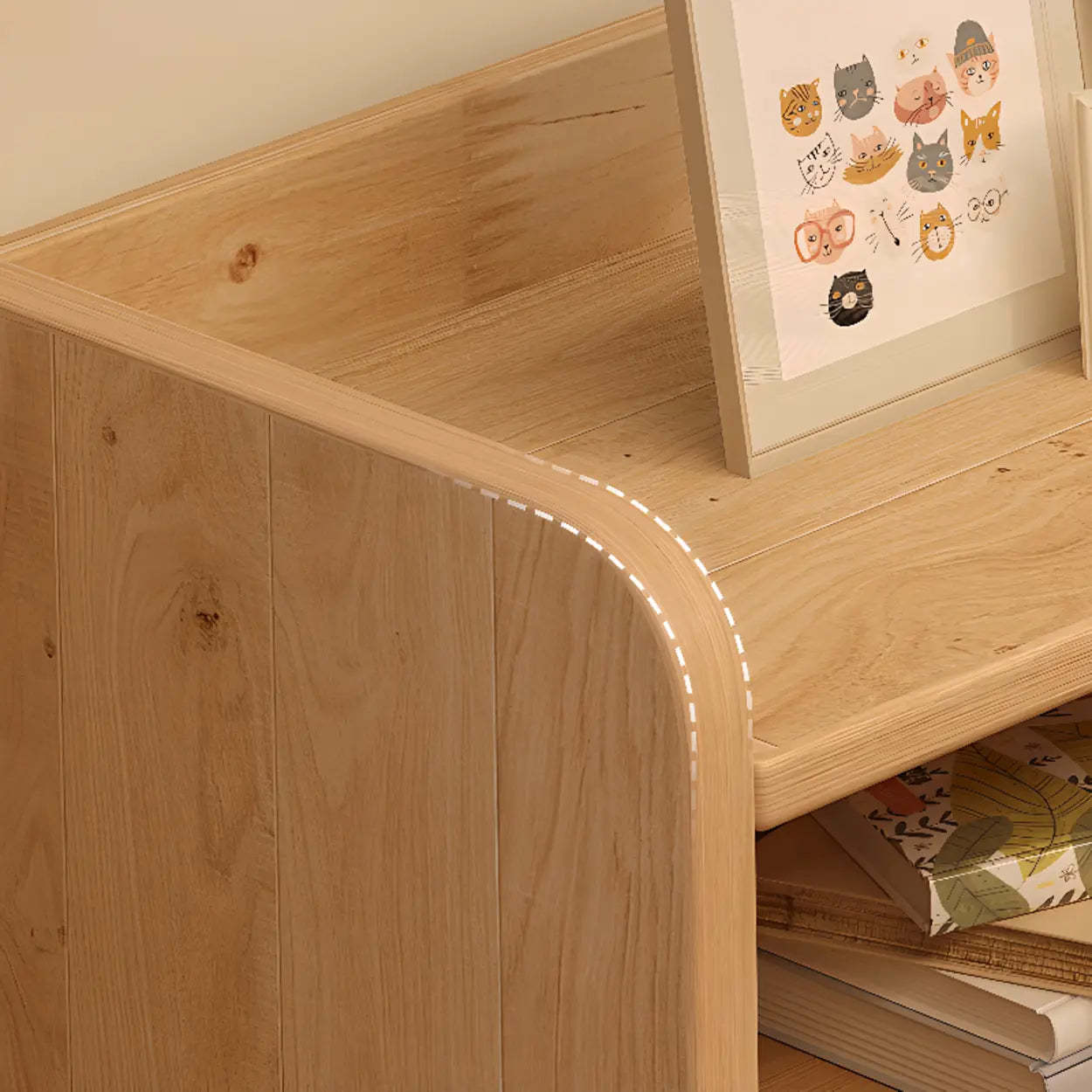 Natural Pine Horizontal Low Bookcase