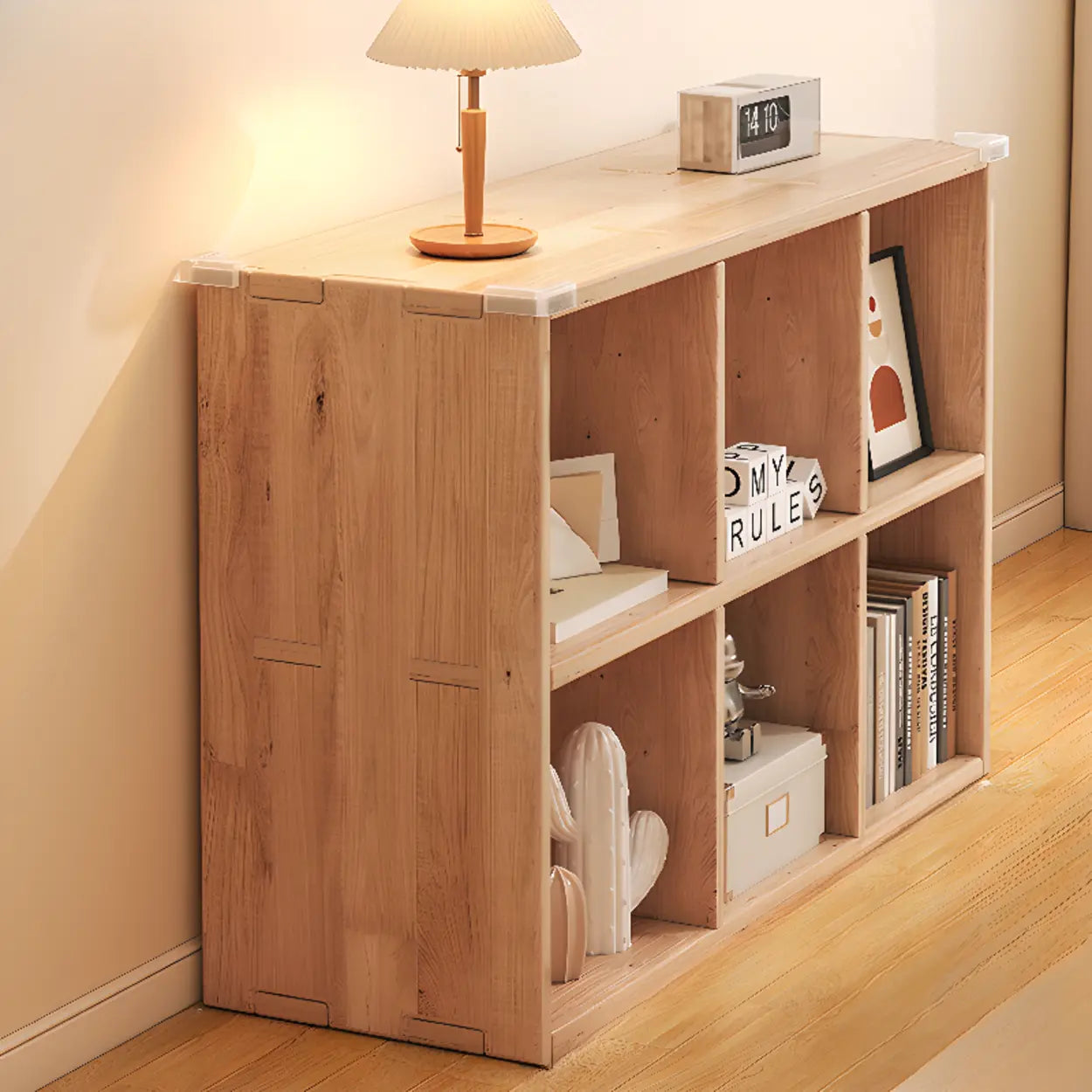 Natural Pine Horizontal Low Bookcase