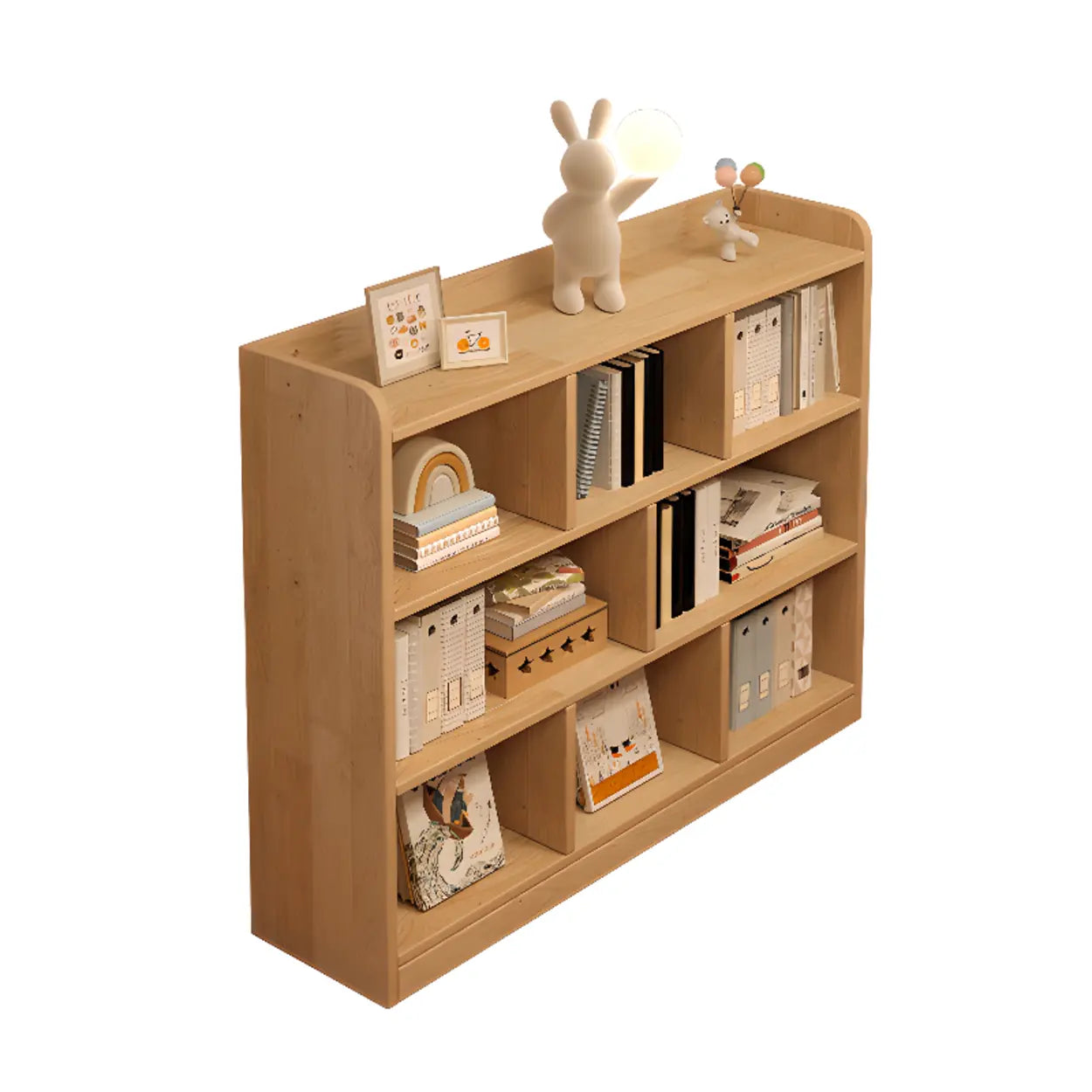Natural Pine Horizontal Low Bookcase