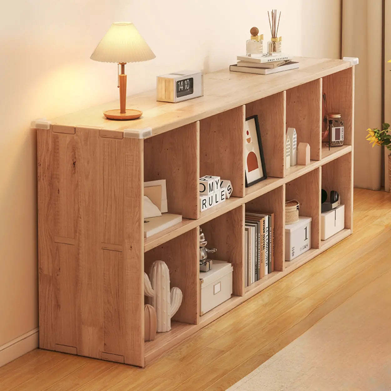 Natural Pine Horizontal Low Bookcase
